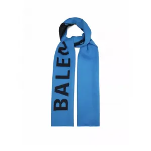 발렌시아가 울 로고 머플러 블루