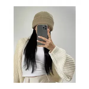 니트 골지 비니 연베이지 새상품